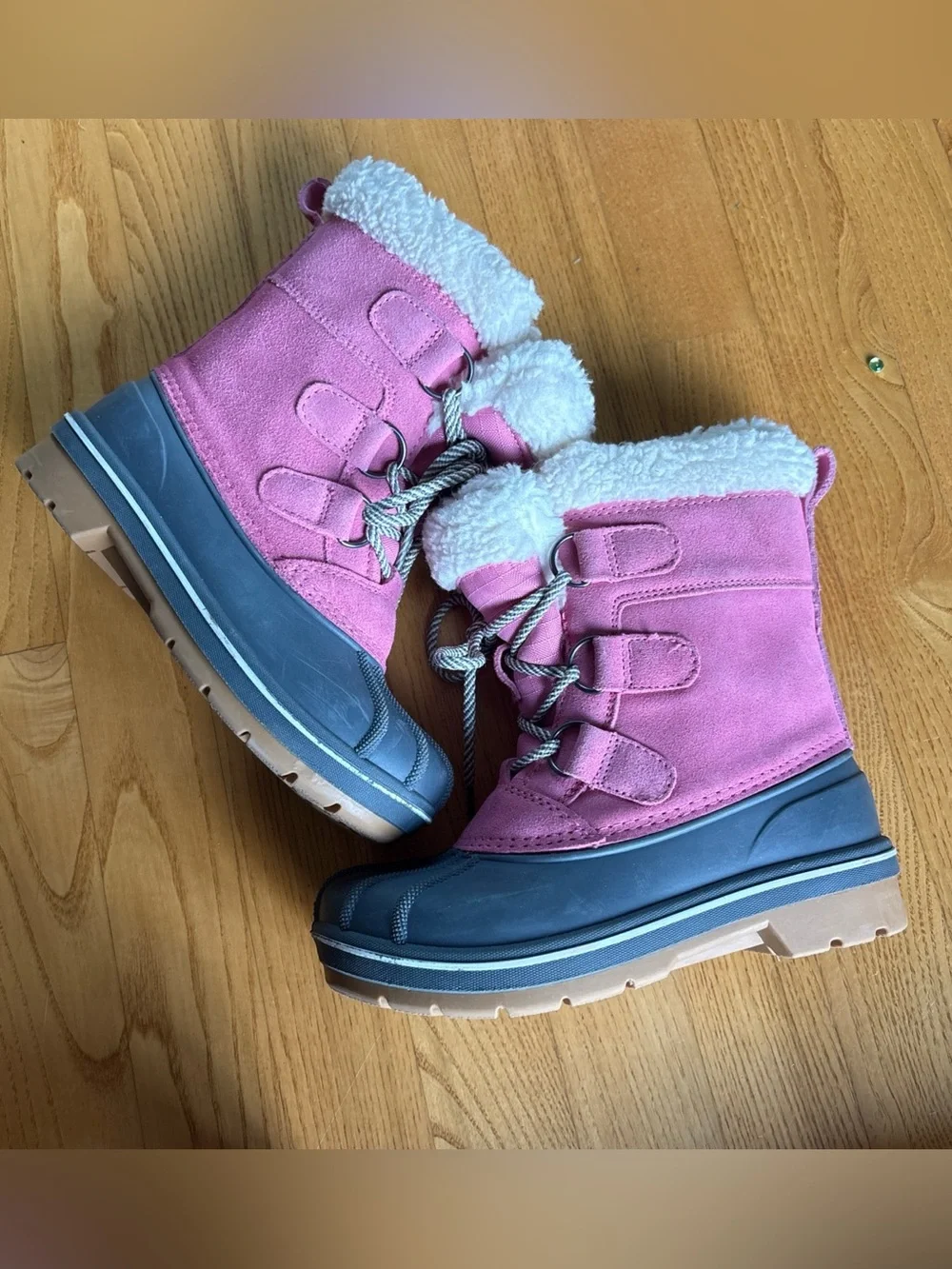 Cat & Jack kit Snow Boots Winter Pink White Gray WaterproofToddler Girls Size 13